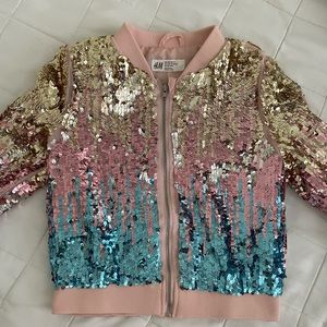 H&M Girl Sequined Bomber Jacket Size 6/7